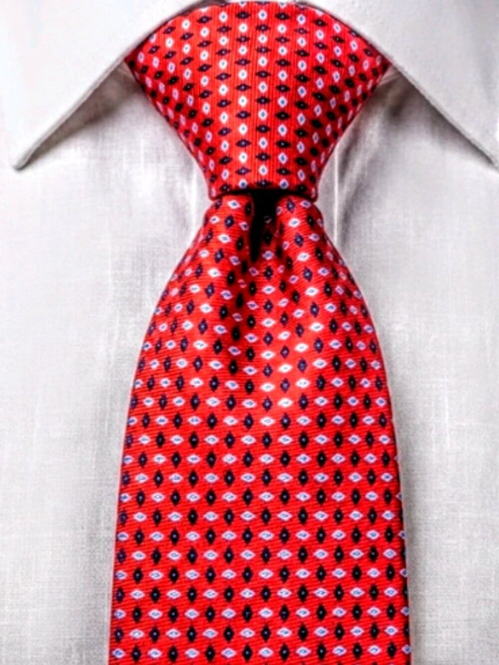 CLUB ROOM by CHARTER CLUB Tessellated Diamond Mosaic Silk Power Tie Vtg 90s USA